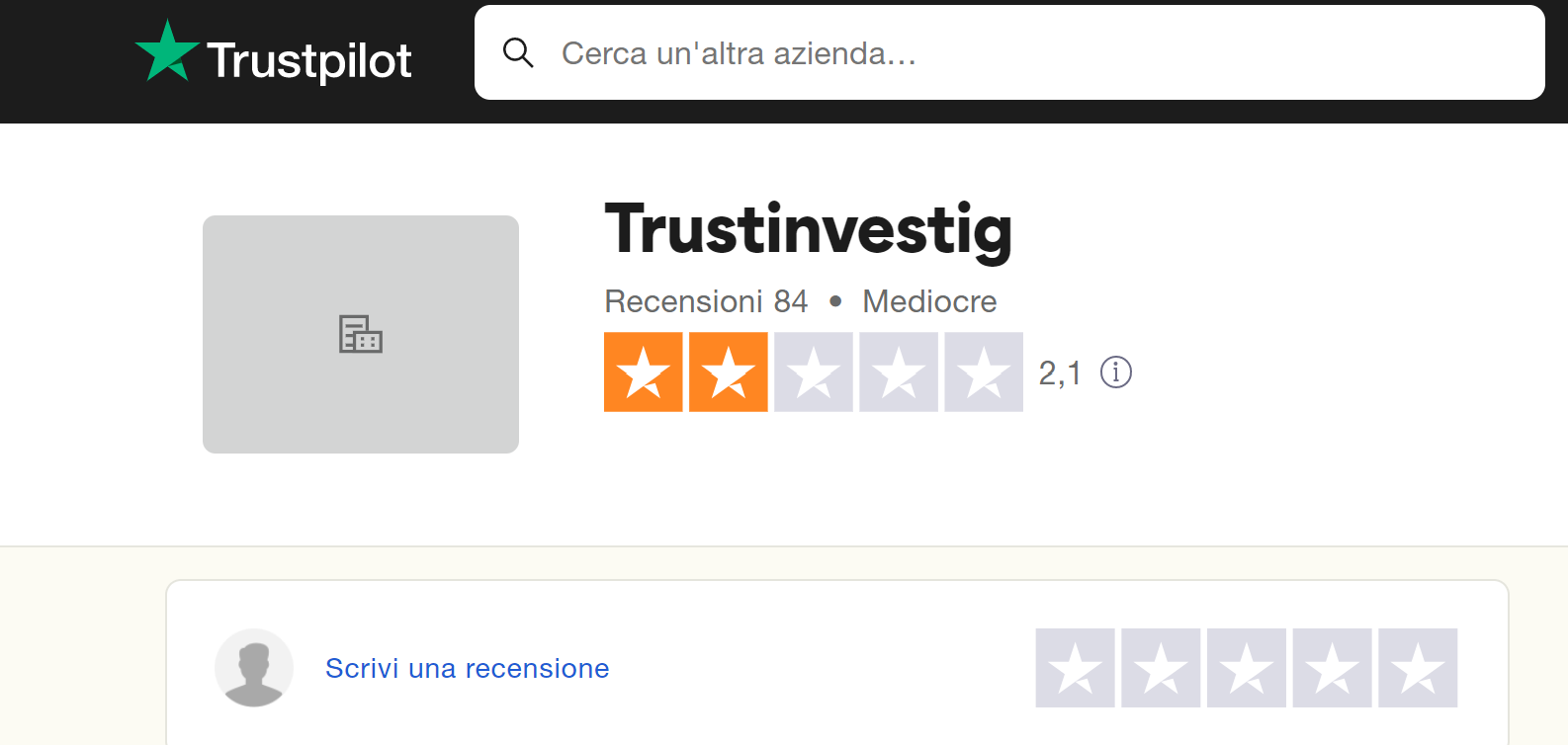 Trust Investing su TrustPilot